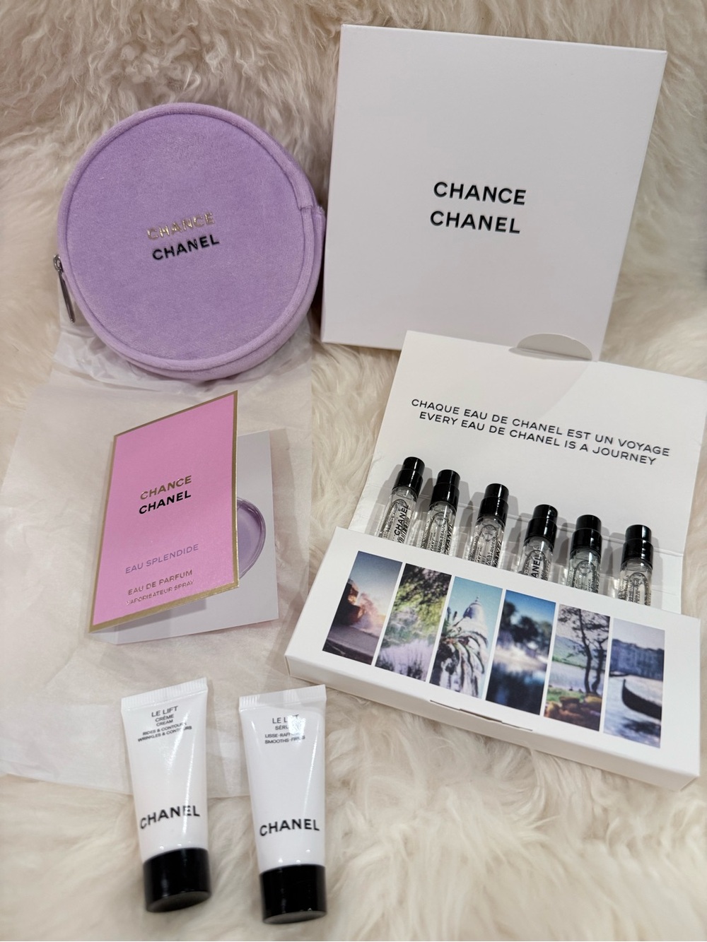 CHANEL Chance Pouch with Les Eaux De Chanel Perfume Set